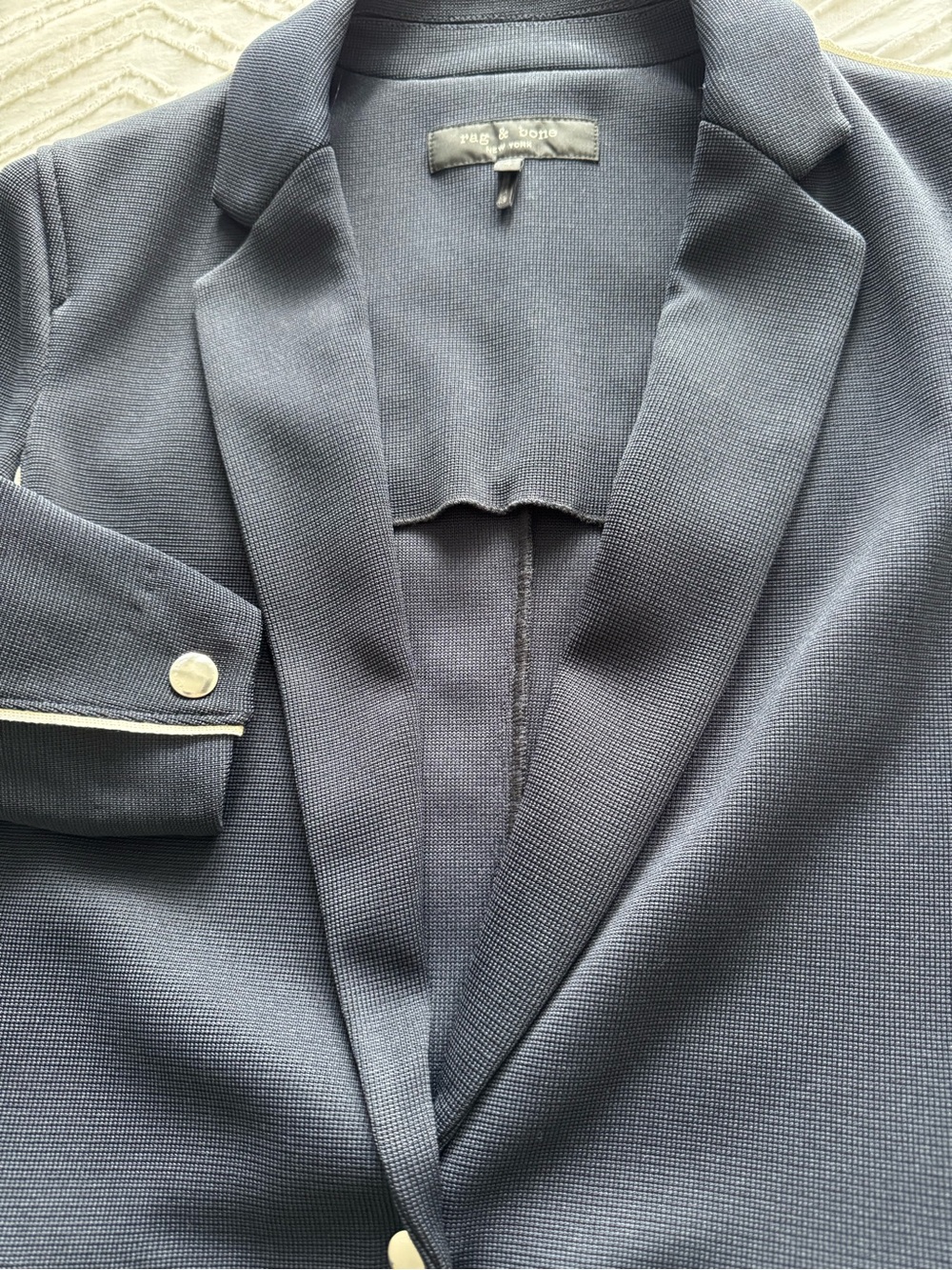 Rag & Bone Structured Navy Blazer with Contrast Piping - NEW - Size 4